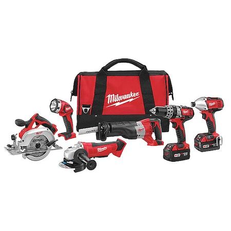 Milwaukee Tool 2696-26 M18 Cordless Combo Kit, 18 Volt Dc, 6 Tools