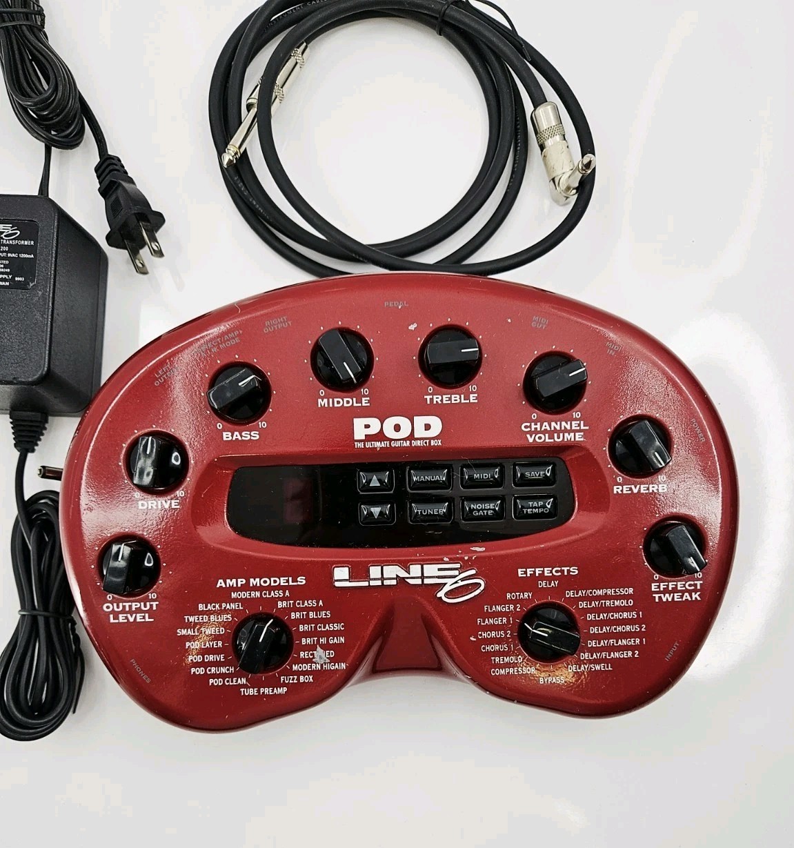 Line 6 Pod Multi-Effects Guitar Effect Pedal w/ Power Supply