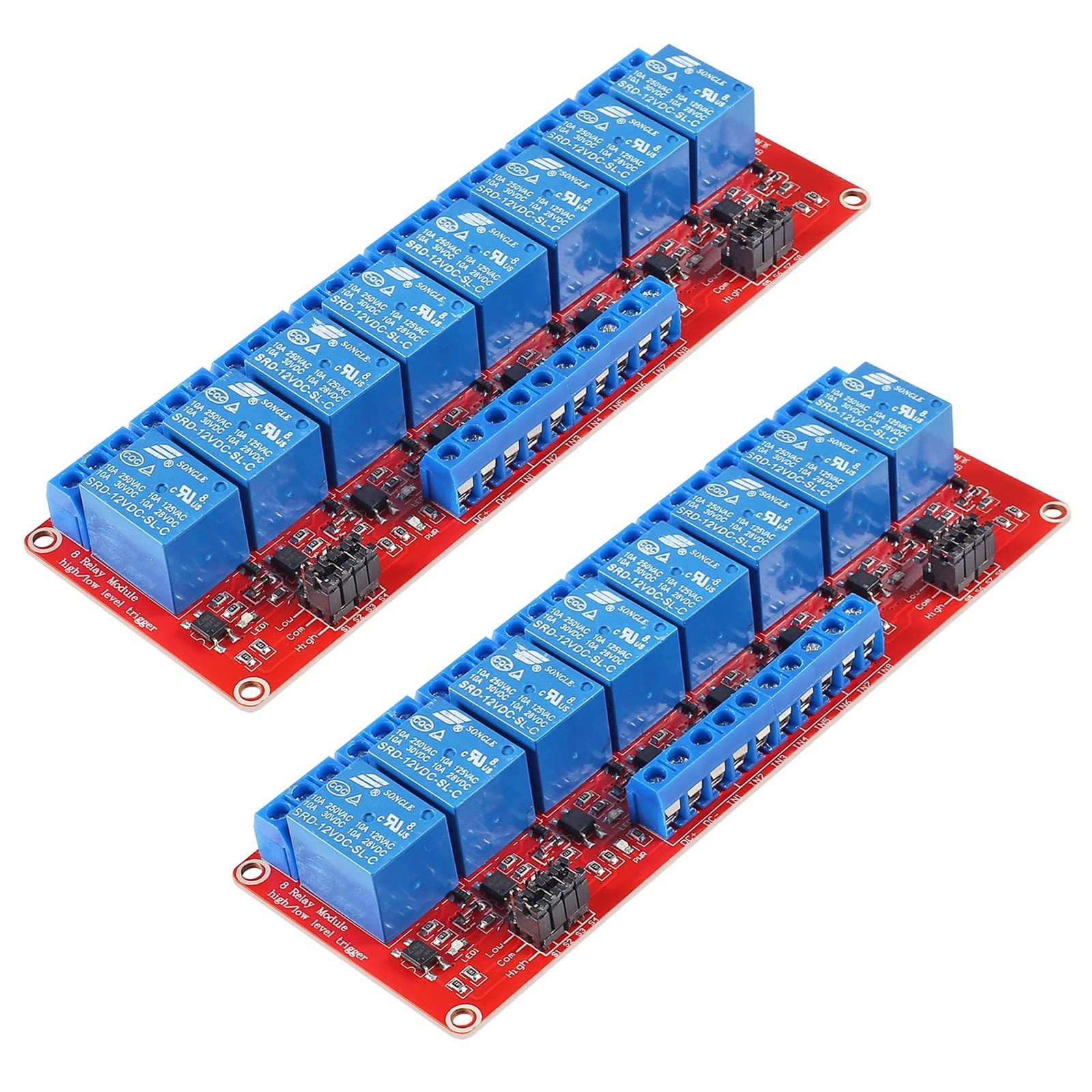 2Pcs 8 Channel 12V Relay Module High Low Level Trigger with Optocoupler Isola...