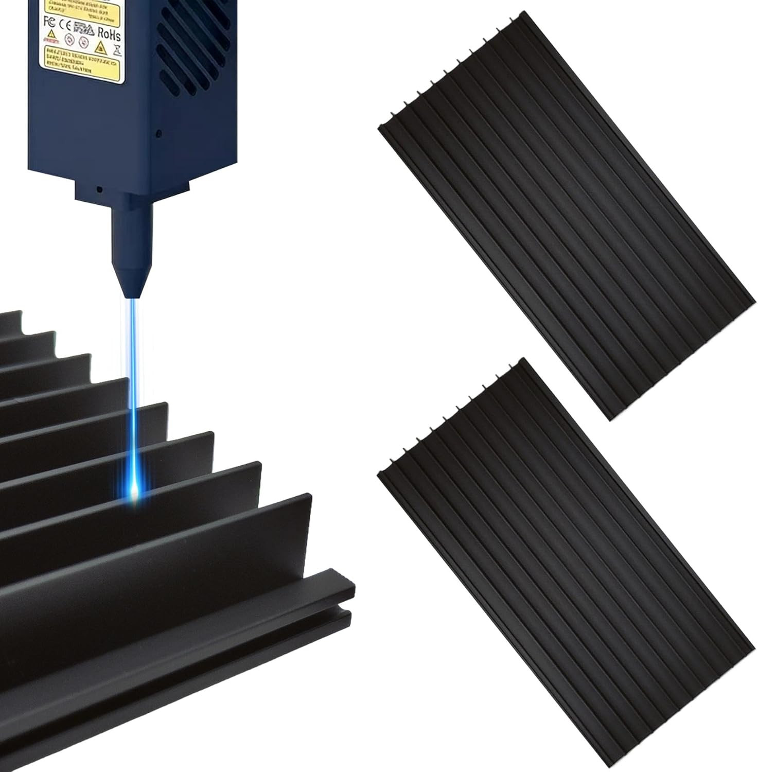 2-Pack Honeycomb Laser Bed Panels, Premium Black Anodized Aluminum for Laser Eng