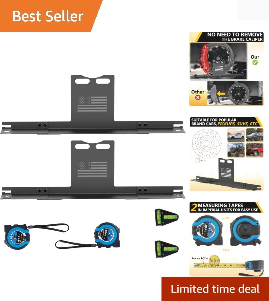 Wheel Alignment Tool Heavy Duty Toe Alignment Plates, No Caliper Removal Need...