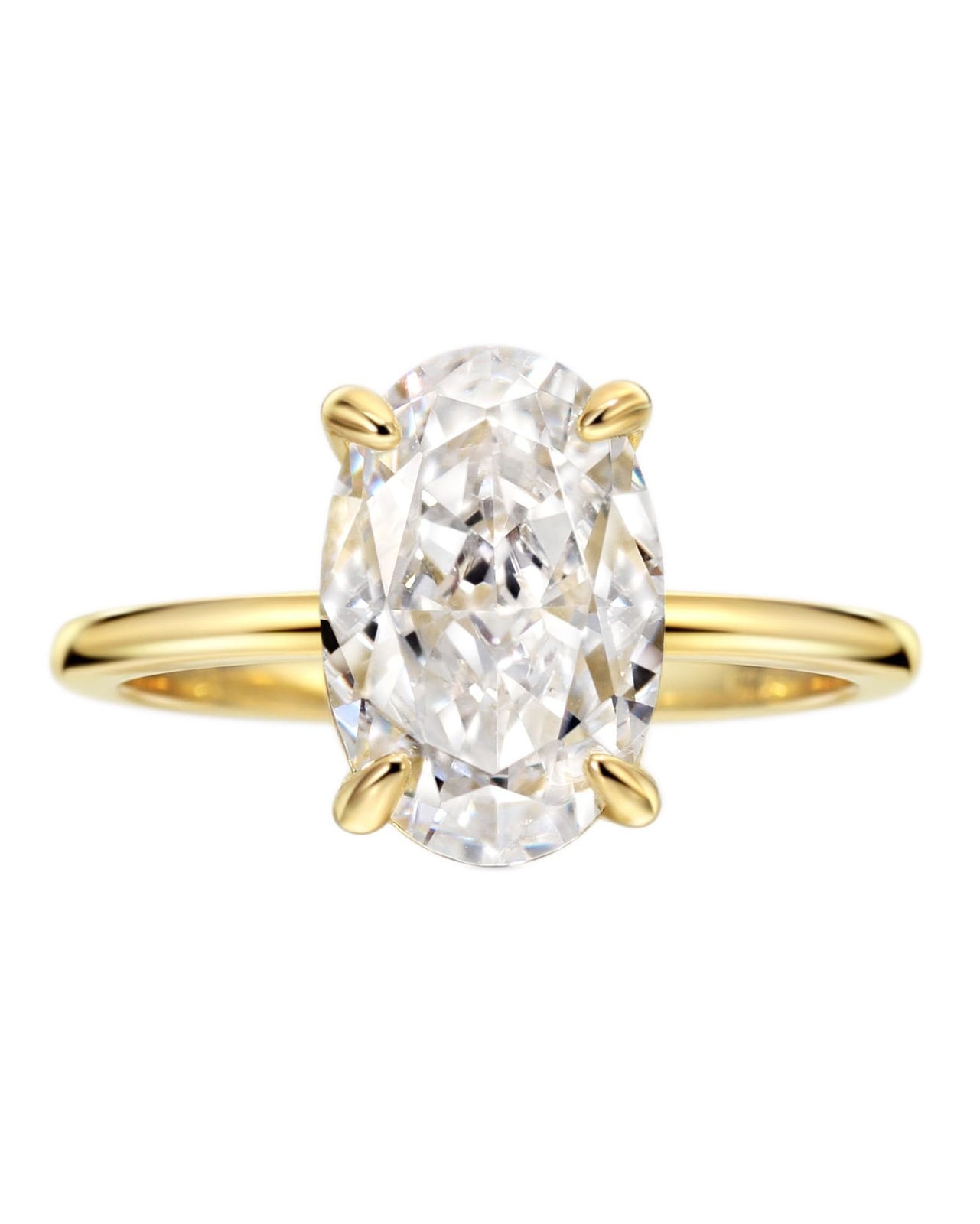Michooyel 4.0ct Oval Cut Women's Engagement Ring 18K Gold Plated 925 Sterling...