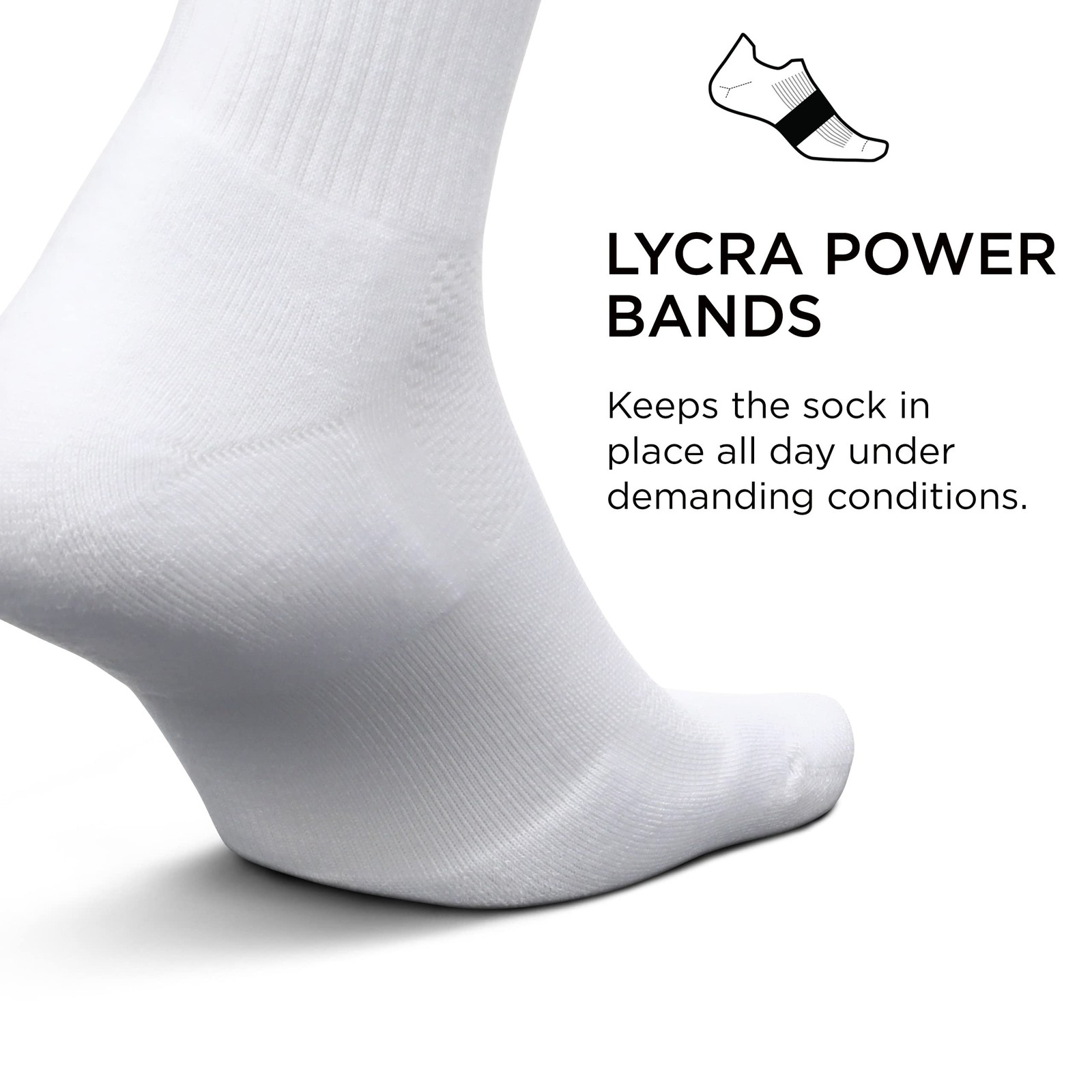 Feetures Max Cushion Crew Athletic Socks for Men & Women, White, Large