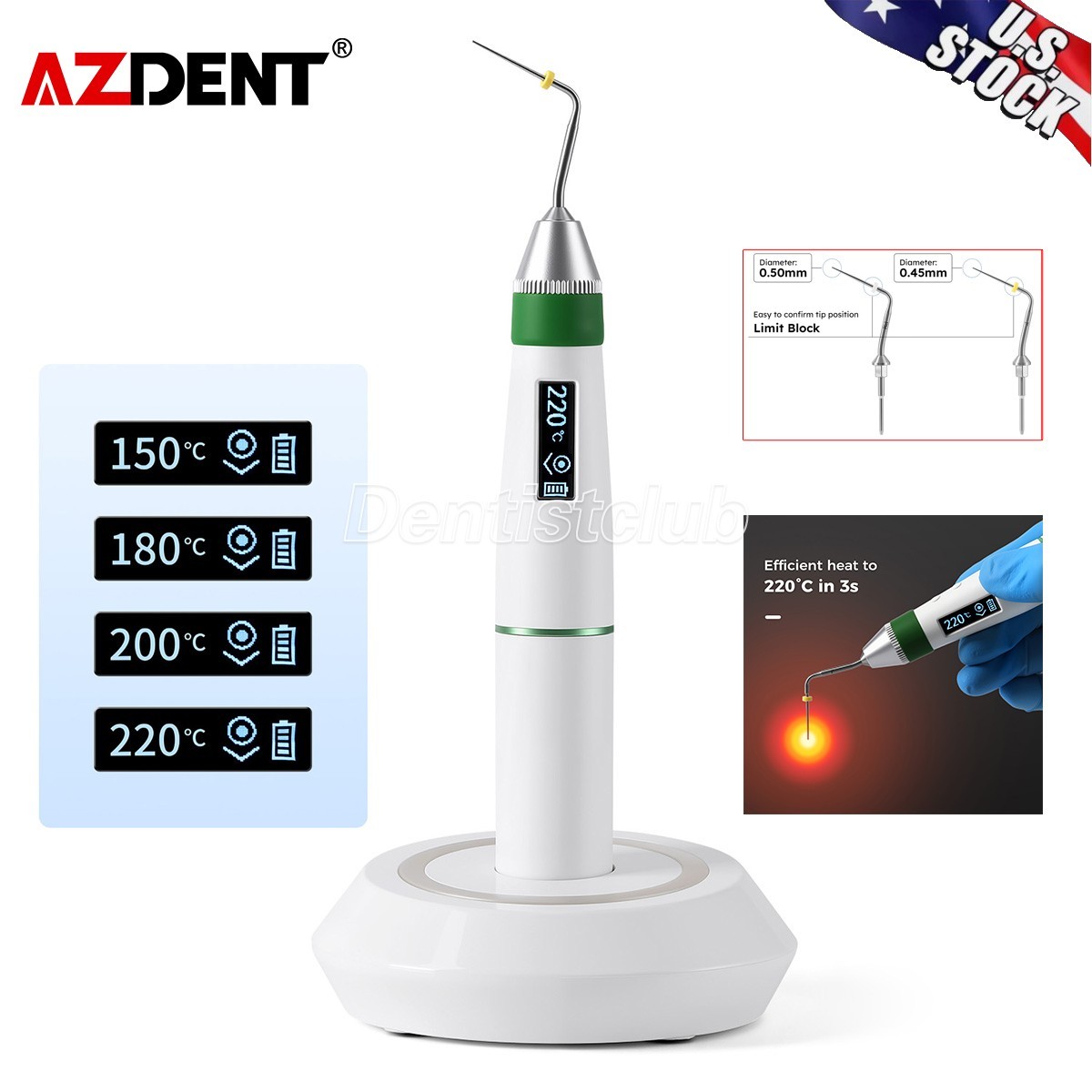 Dental Cordless Endo Gutta Percha Endodontic Heated Pen Obturation System+2 Tips
