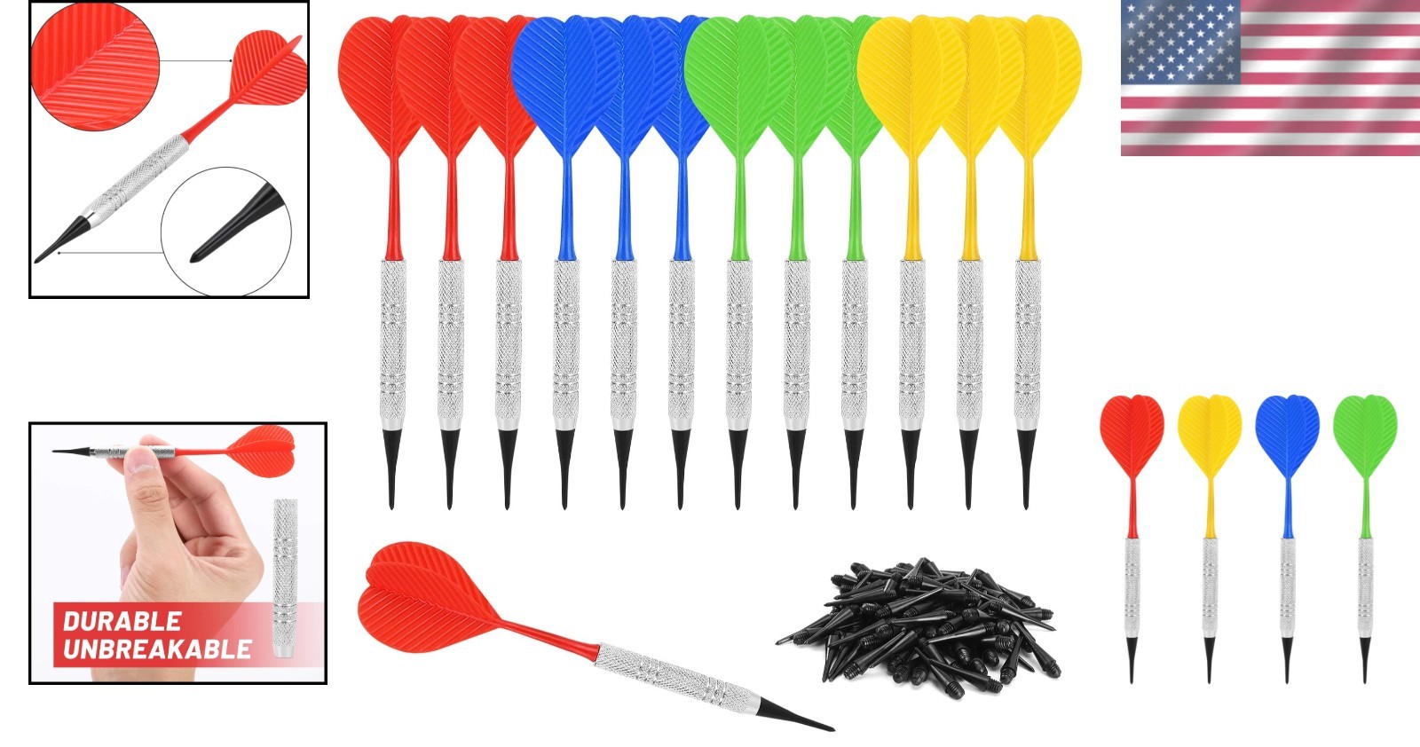 Soft Tip Darts, Bar Dart, Plastic Tip Darts Set, Attach Extra 100 Black 2BA Repl