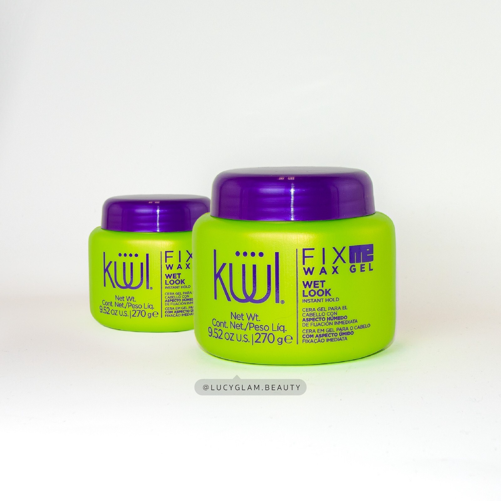 Kuul Fix Me Wax Gel WET LOOK Instand Hold Hair Product (2 Pack 9.52 OZ Ea)