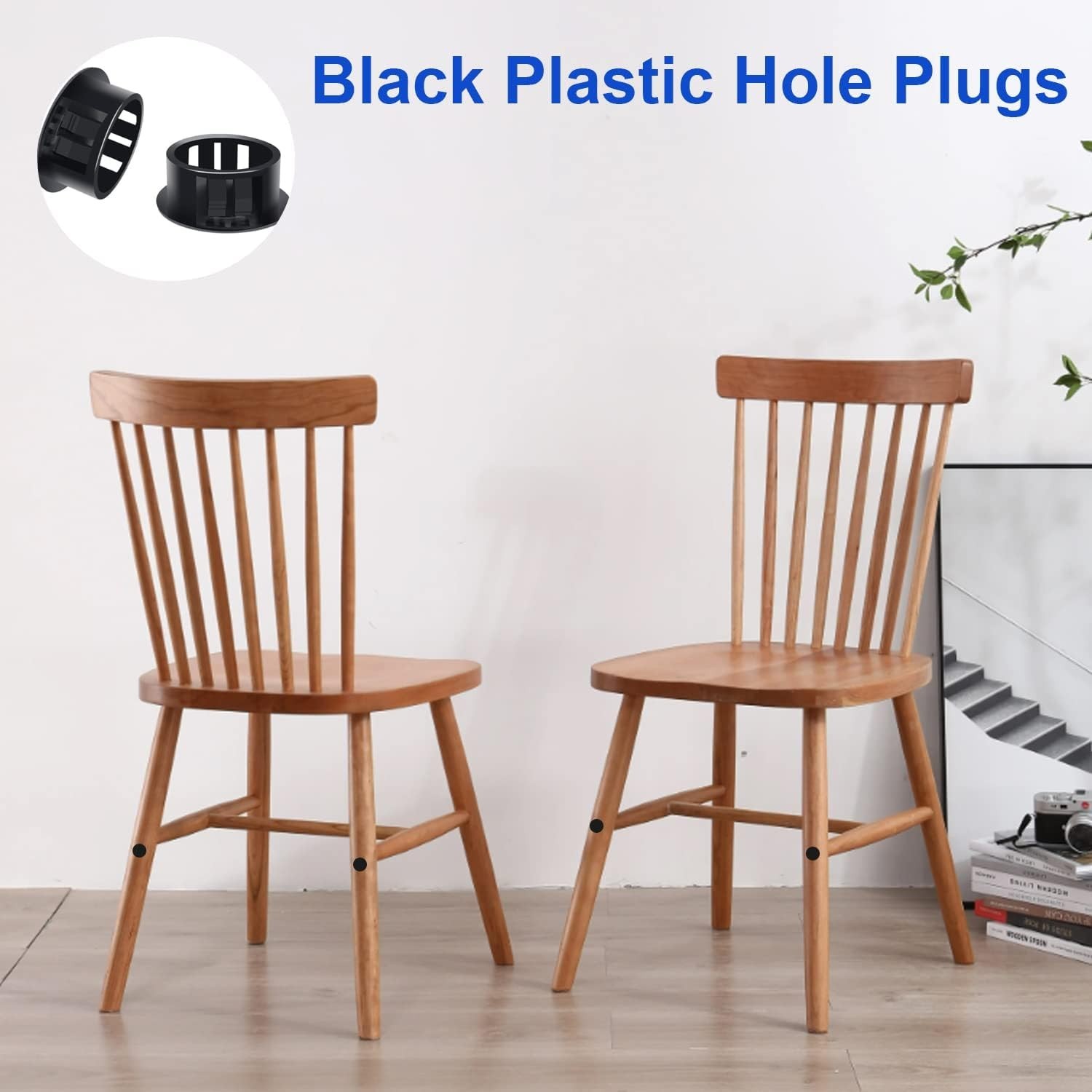 135Pcs 8 Sizes Nylon Plastic Hole Plugs Black Round Drill Hole, Flush Type Panel