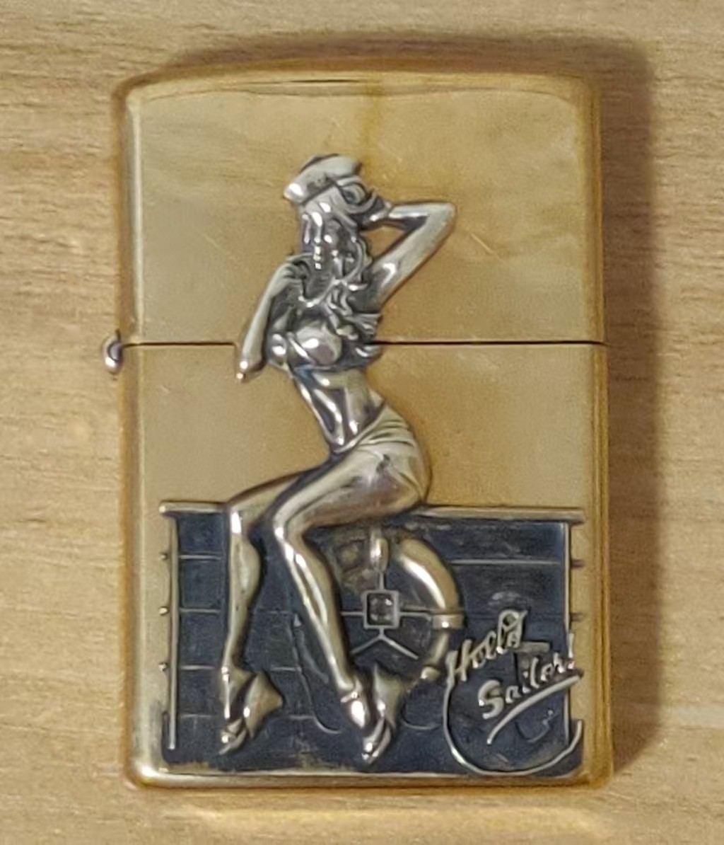 1 piece Lighter accessories Brass Sexy Sitting Lady Statue DIY sticker