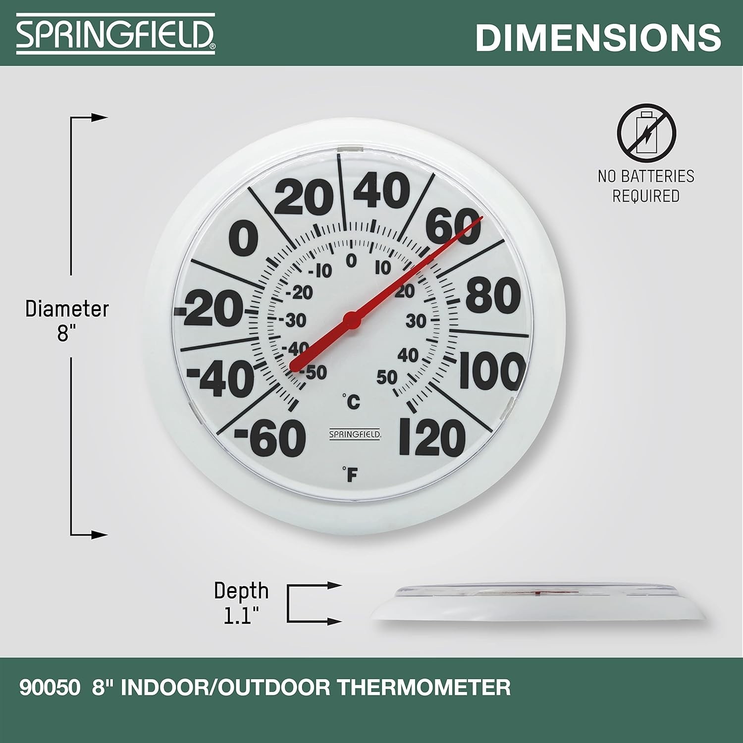 Durable Wireless Outdoor Thermometer with Large Easy-to-Read 8-Inch Display