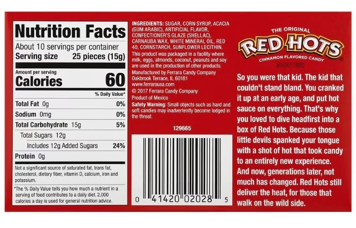Red Hots Candy Theater Box Cinnamon 5.5 oz