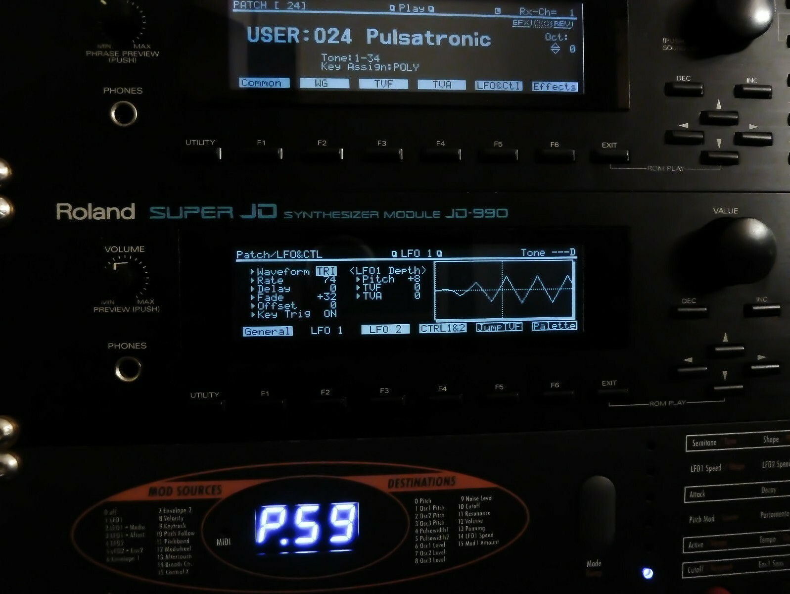 Roland JD-990 Custom LUX (Negative) LED Display !