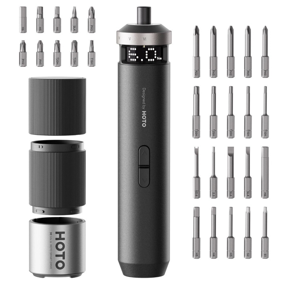 HOTO PixelDrive Electric Screwdriver, Smart Display, 6 Torque Settings, 0.5 t...