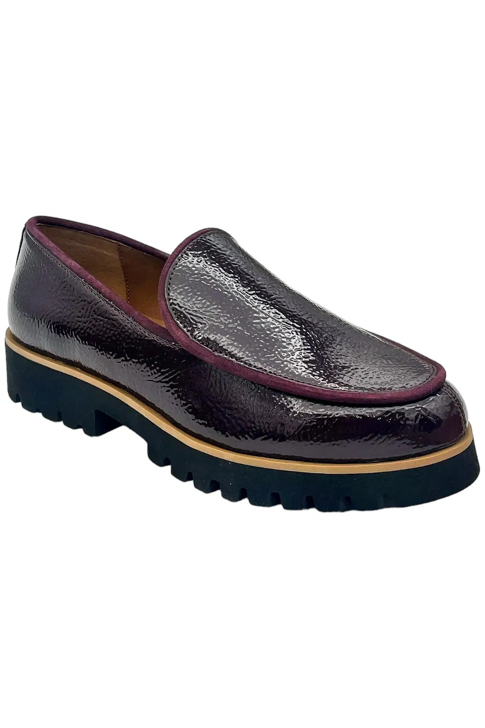 Donald Pliner Women's Loafer Eclipse Crinkle Patent Plum