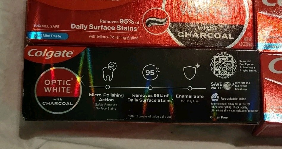 6 Colgate Optic White With Charcoal Cool Mint Toothpaste 4.2oz -EXP: 6/27+