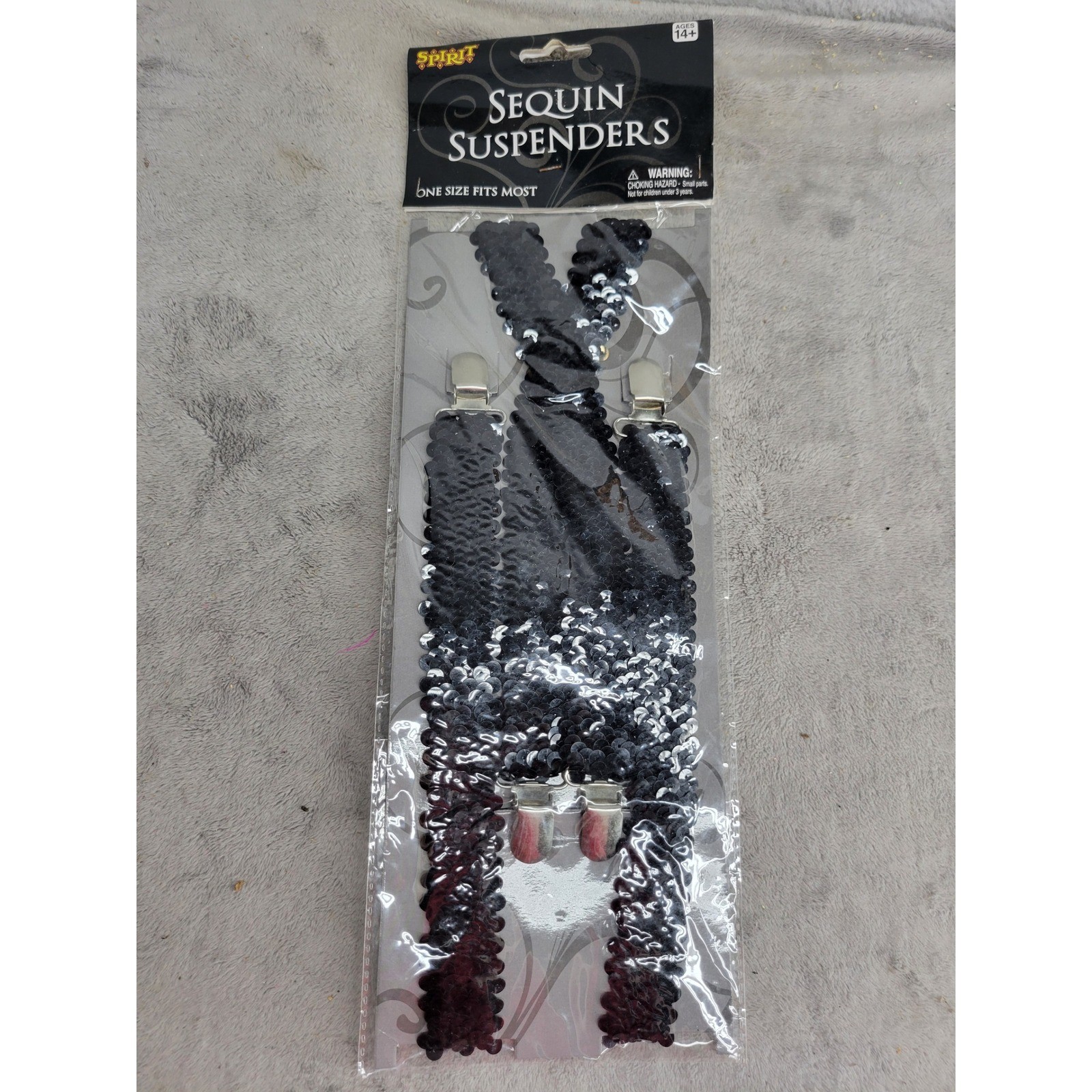 Spirit Halloween Black Sequin Suspenders Costume Accessory One Size Party