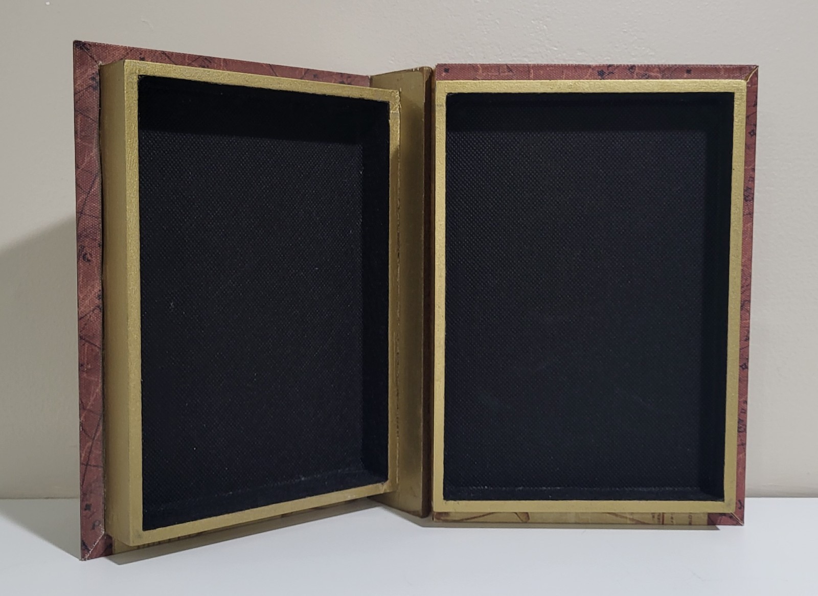 Book Safe Hideaway Book Box Trinket Box Atlass Print Velvet Inside