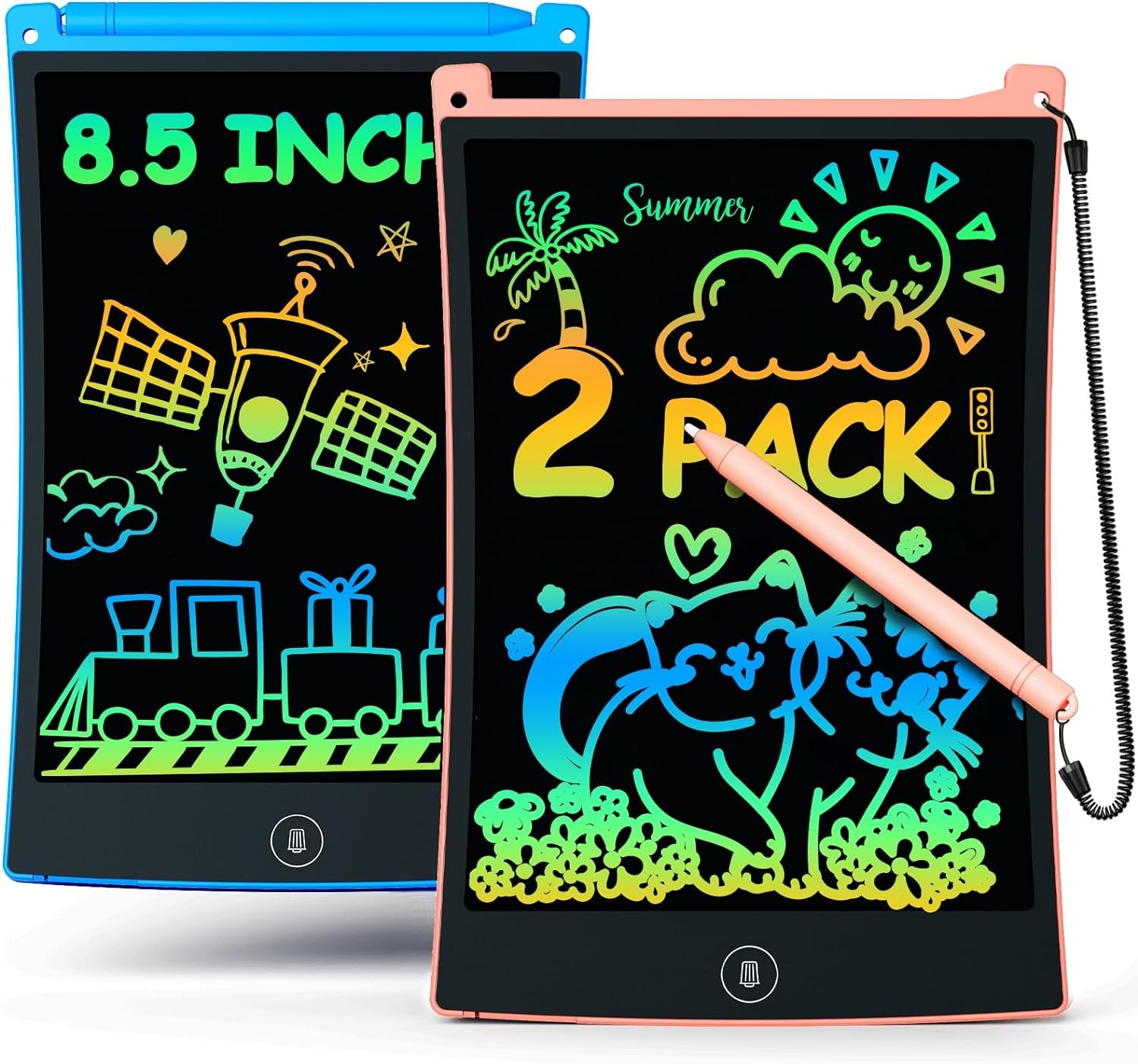 bravokids 2 Pack LCD Writing Tablet with Stylus, 8.5 inch Colorful Doodle Board