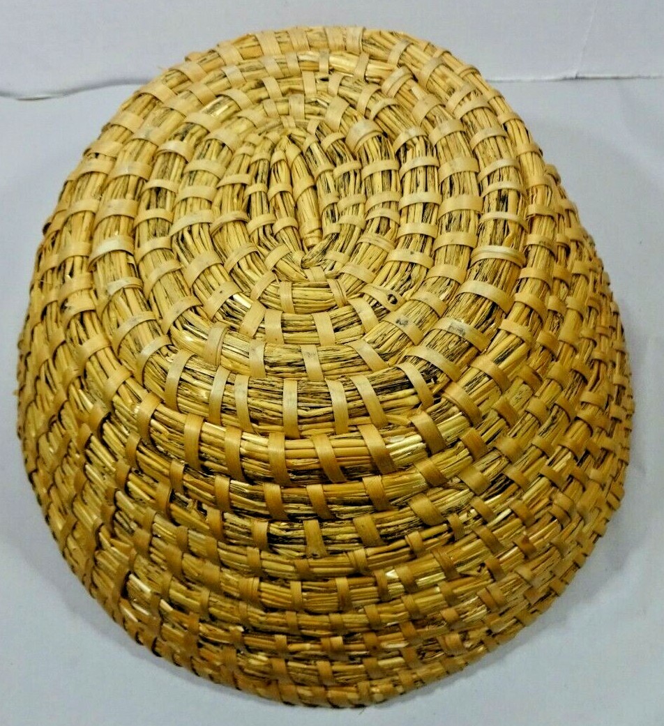 Hand Made Woven Natural Material Basket 12x6"