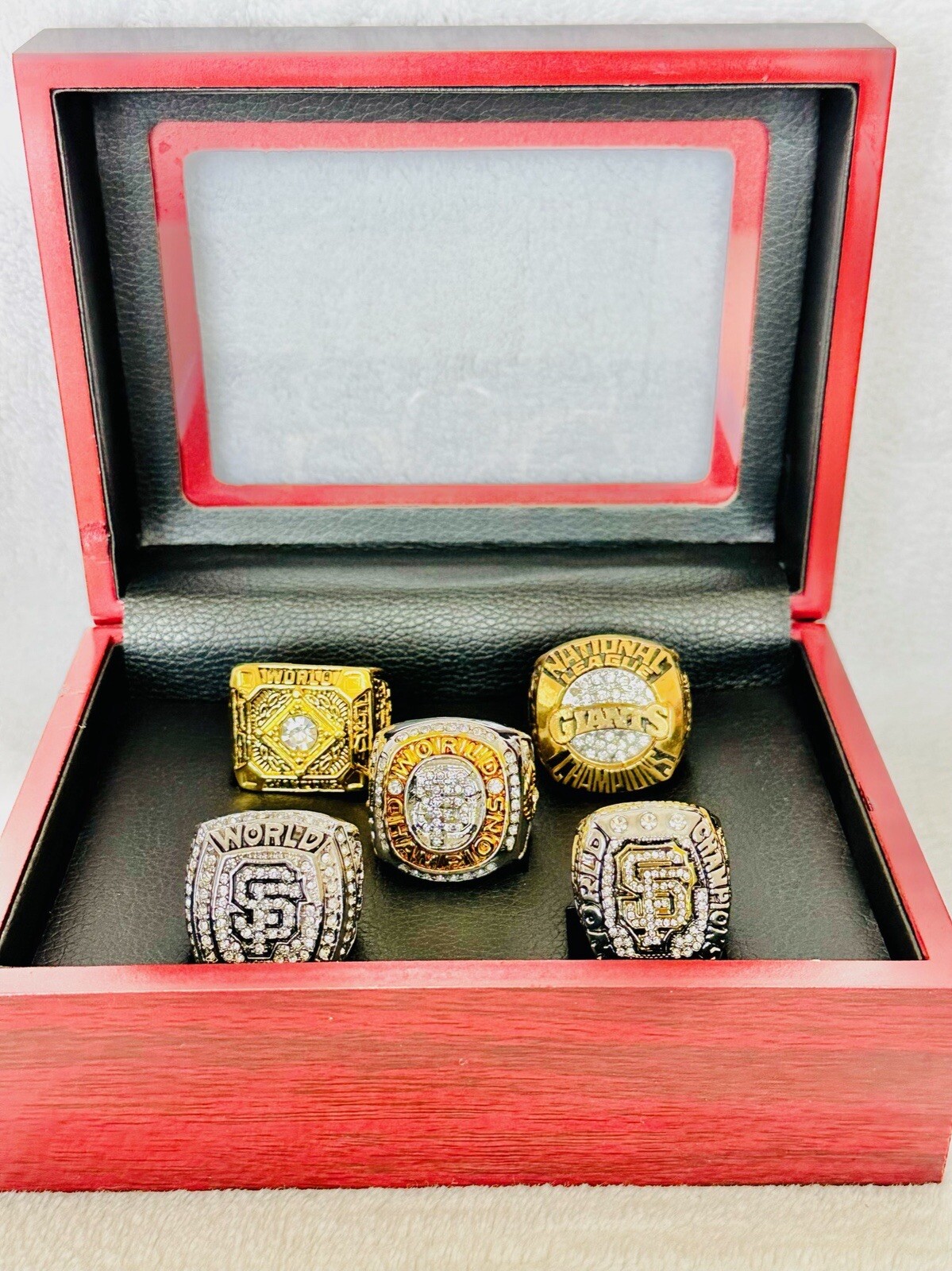 5 PCS San Francisco Giants Championships Complete Ring Set W Box US SHIP