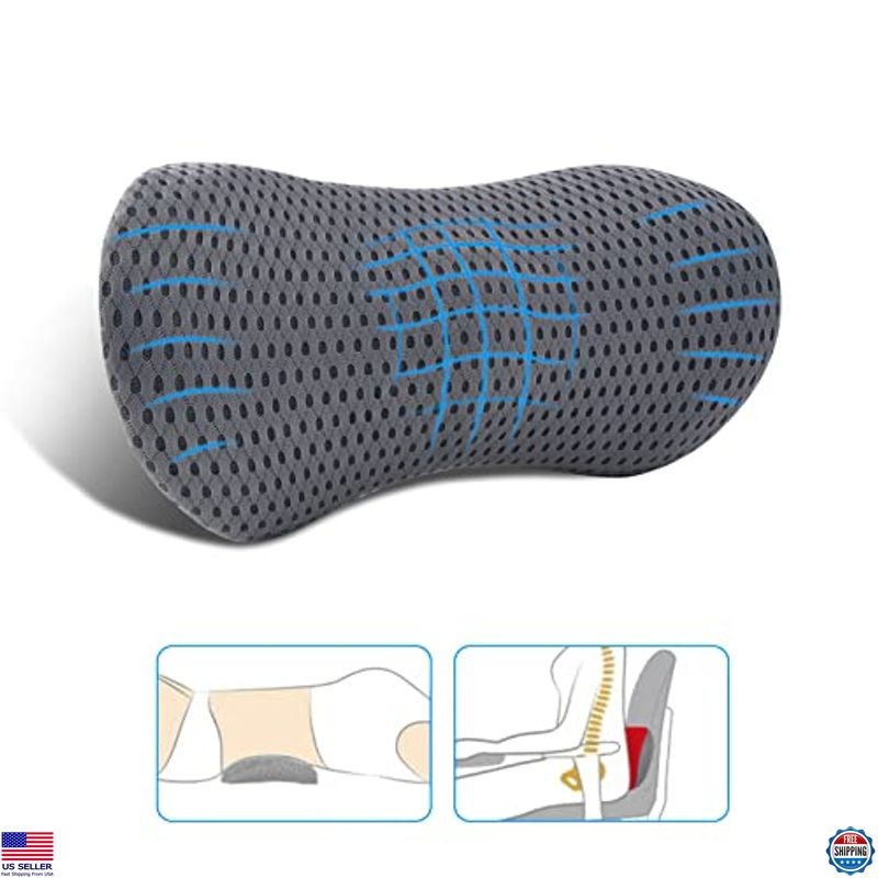 Ergonomic Memory Foam Lumbar Support Pillow - Back Relief for Office & Car Seats