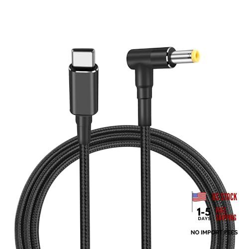 100W PD USB C to DC 5.5mm x 2.5mm Power Cord，90 Degree DC 5.5 x 2.5mm Male to