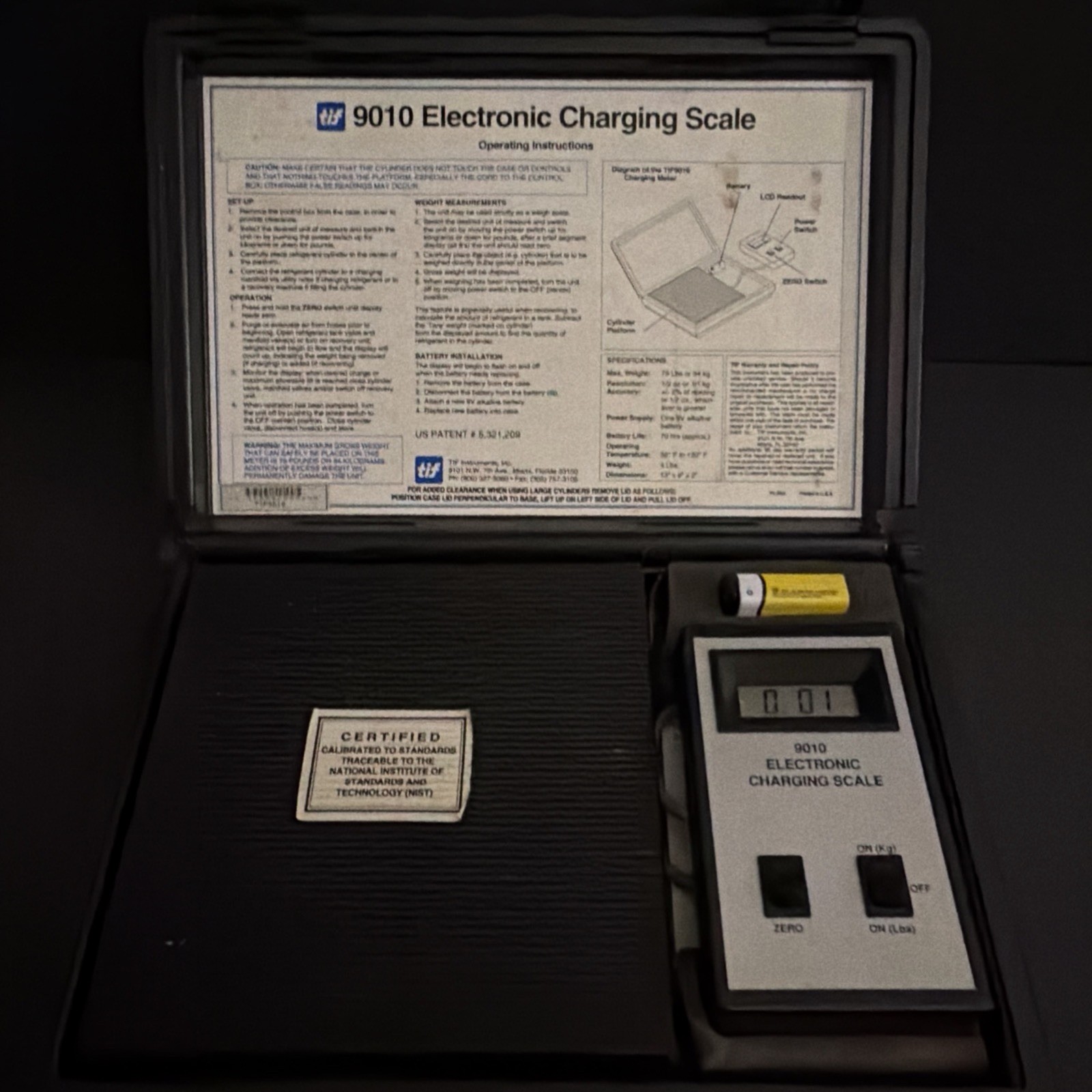 TIF 9010A Slimline Electronic Refrigerant Charging Scale w/case