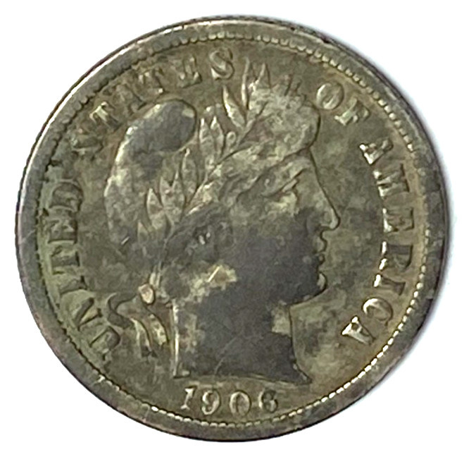 1906 S 10c Barber Silver Ten Cents Dime US San Francisco