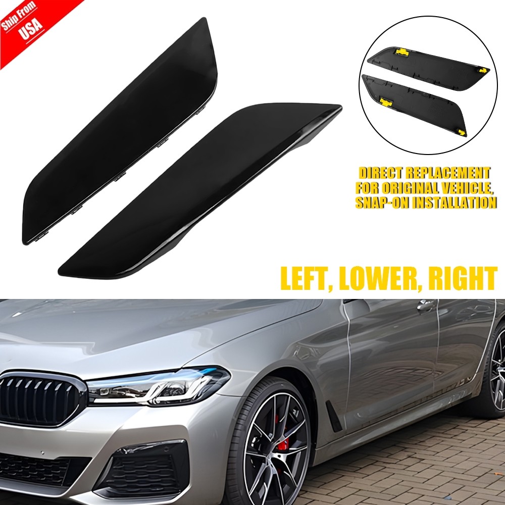 2x Black Side Fender Air Vent Trims Set For 2018-2023 BMW 5 Series G30 G31 M550i