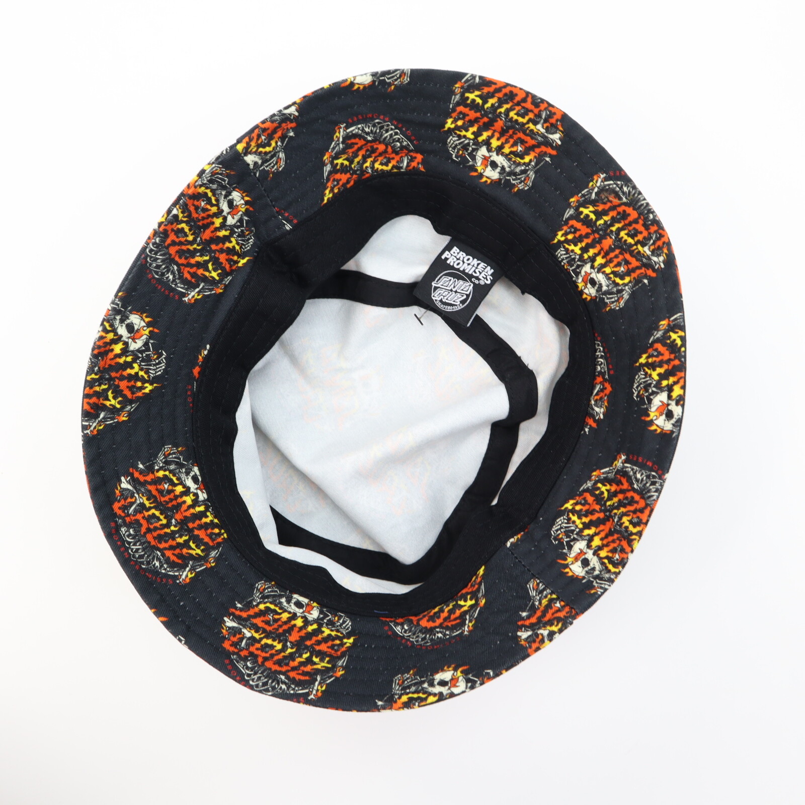 Bucket Hat Santa Cruz Skateboards X Broken Promises Flaming Skeleton Black Y2K