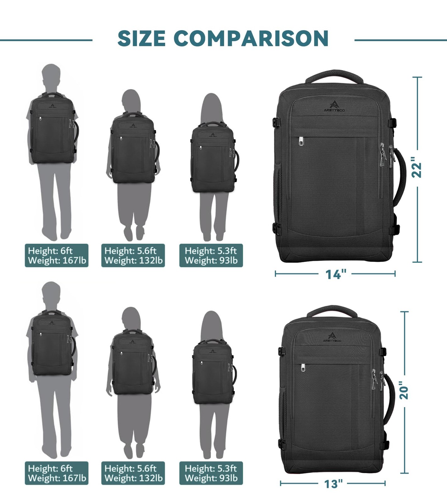 Travel Backpack, 50L Expandable Extra Large Laptop Backpack, Carry On Backpack