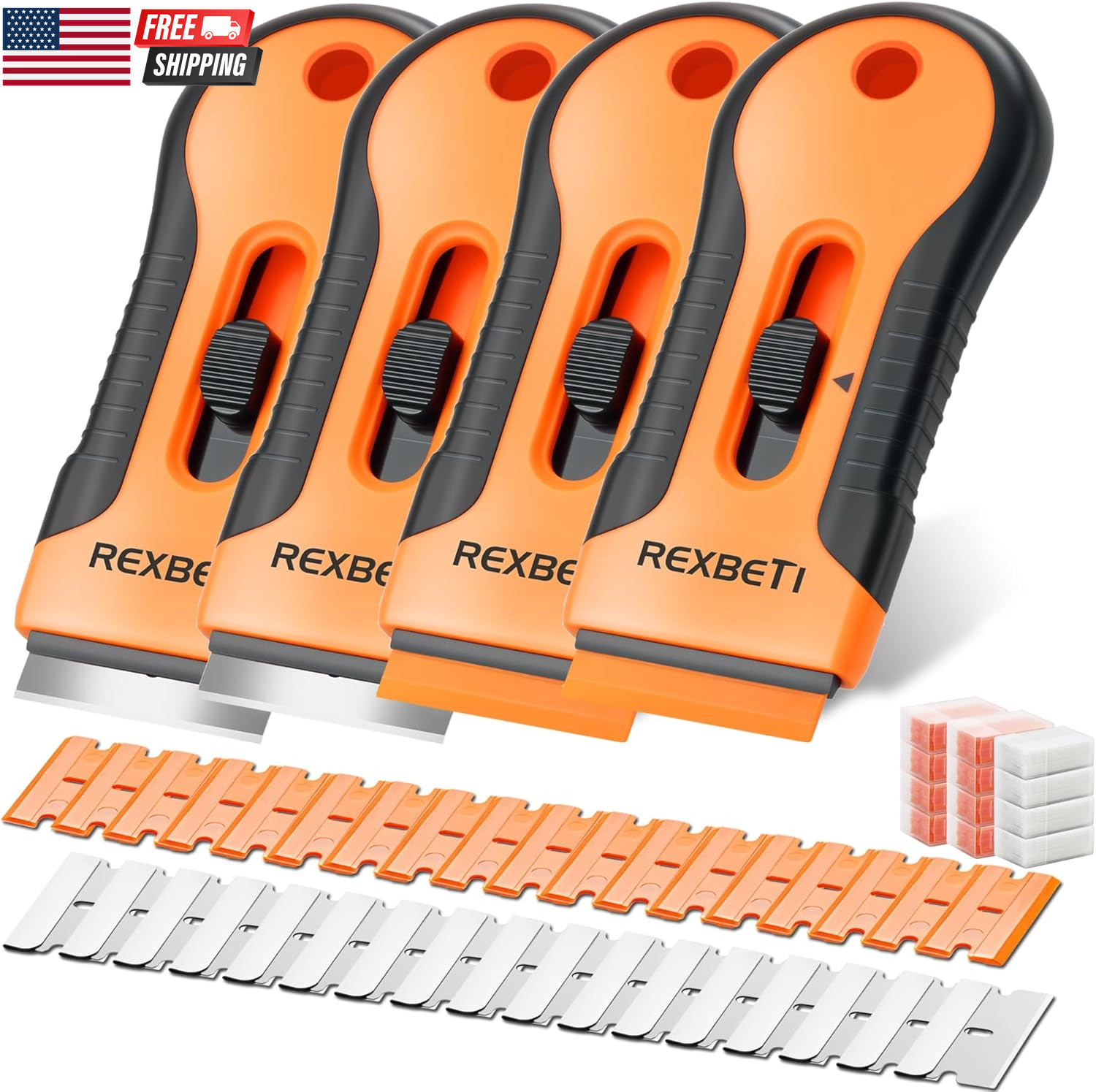 Razor Blade Scraper Tool, 2 Pack Razor Scraper Set with Extra 80Pcs Razor Blades