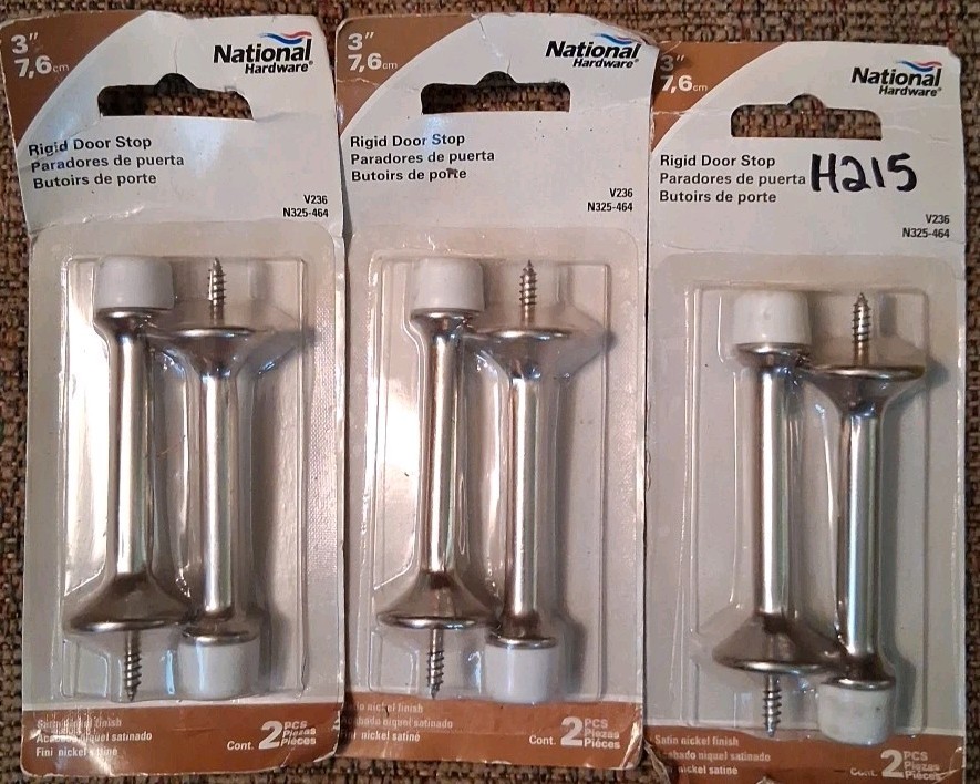 6 National Hardware Rigid Door Stops Satin Nickel N325-464