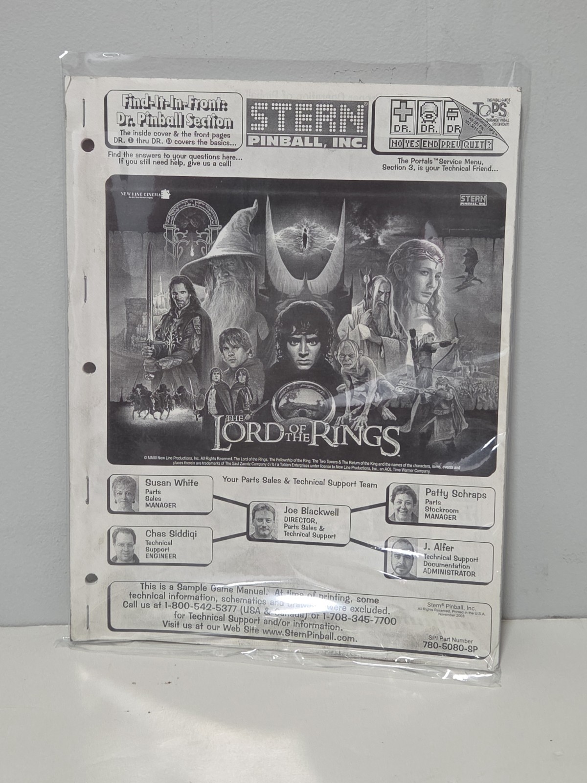THE LORD OF THE RINGS PINBALL Manual November 2003 Stern Pinball INC