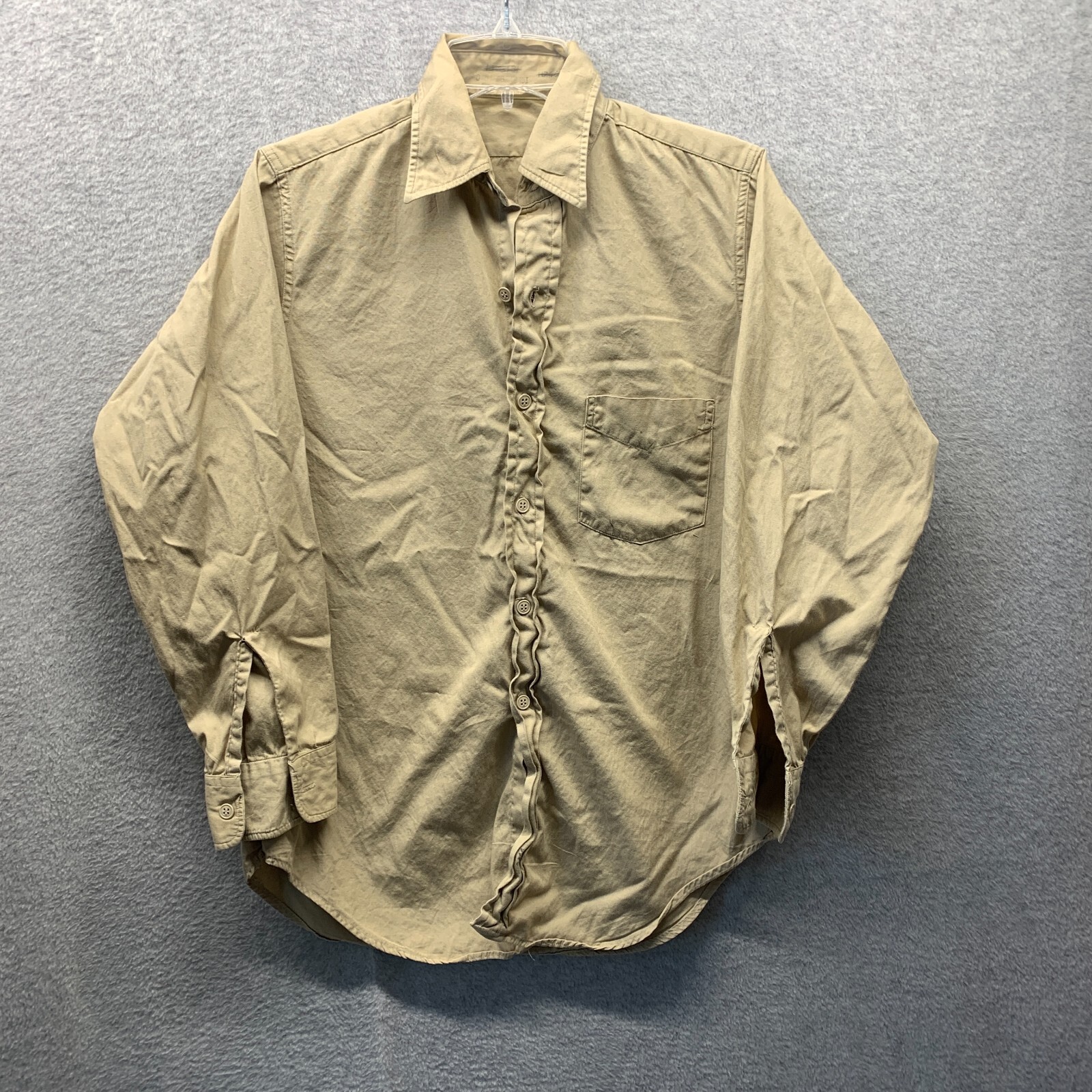Vintage US Military Shirt Mens 14.5 31 Green 8405-292-9451 Vietnam War Utility *