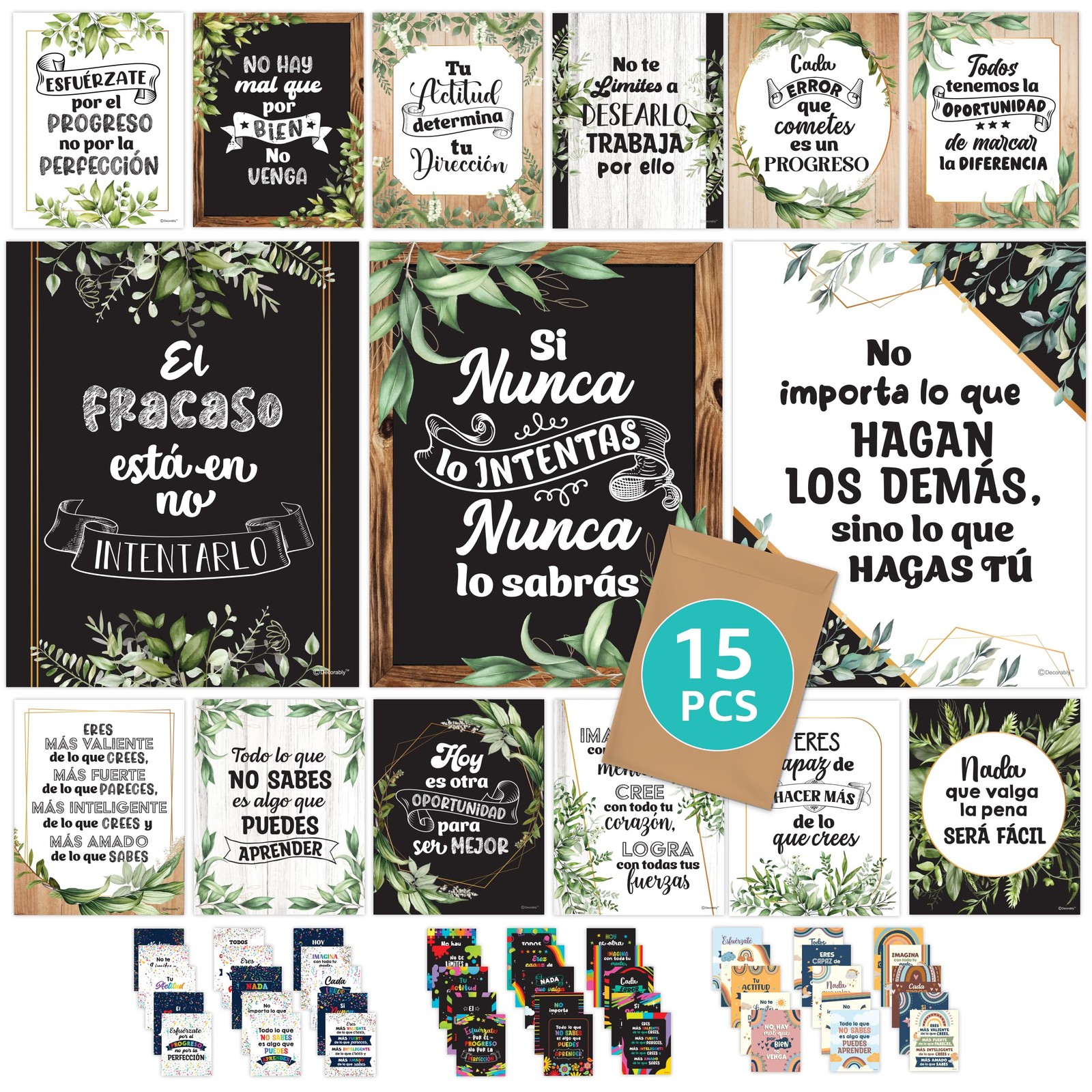 15 Farmhouse Motivational Spanish Classroom Posters