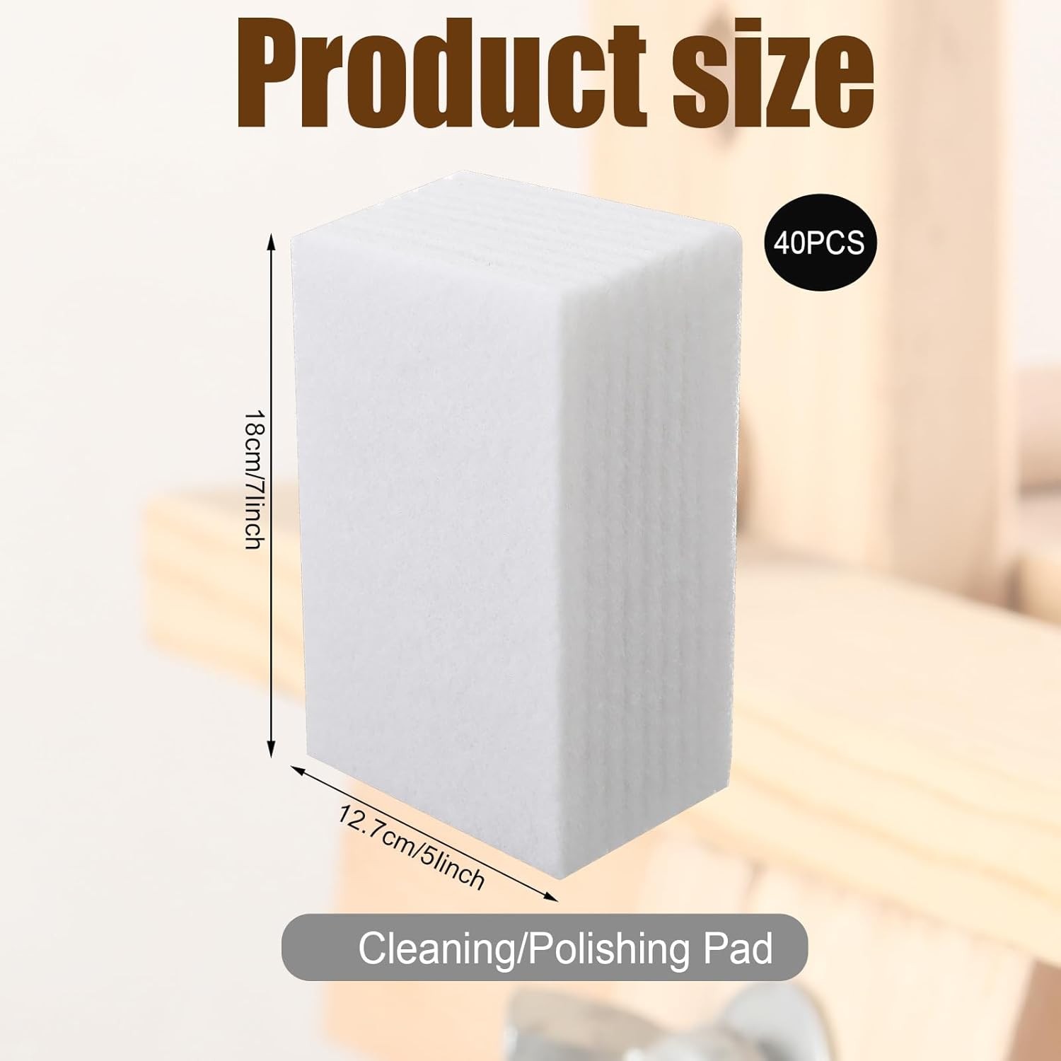 40 Pcs White Scrub Pads Light Duty Scouring Non Woven Pad Non Scratch Abrasiv...