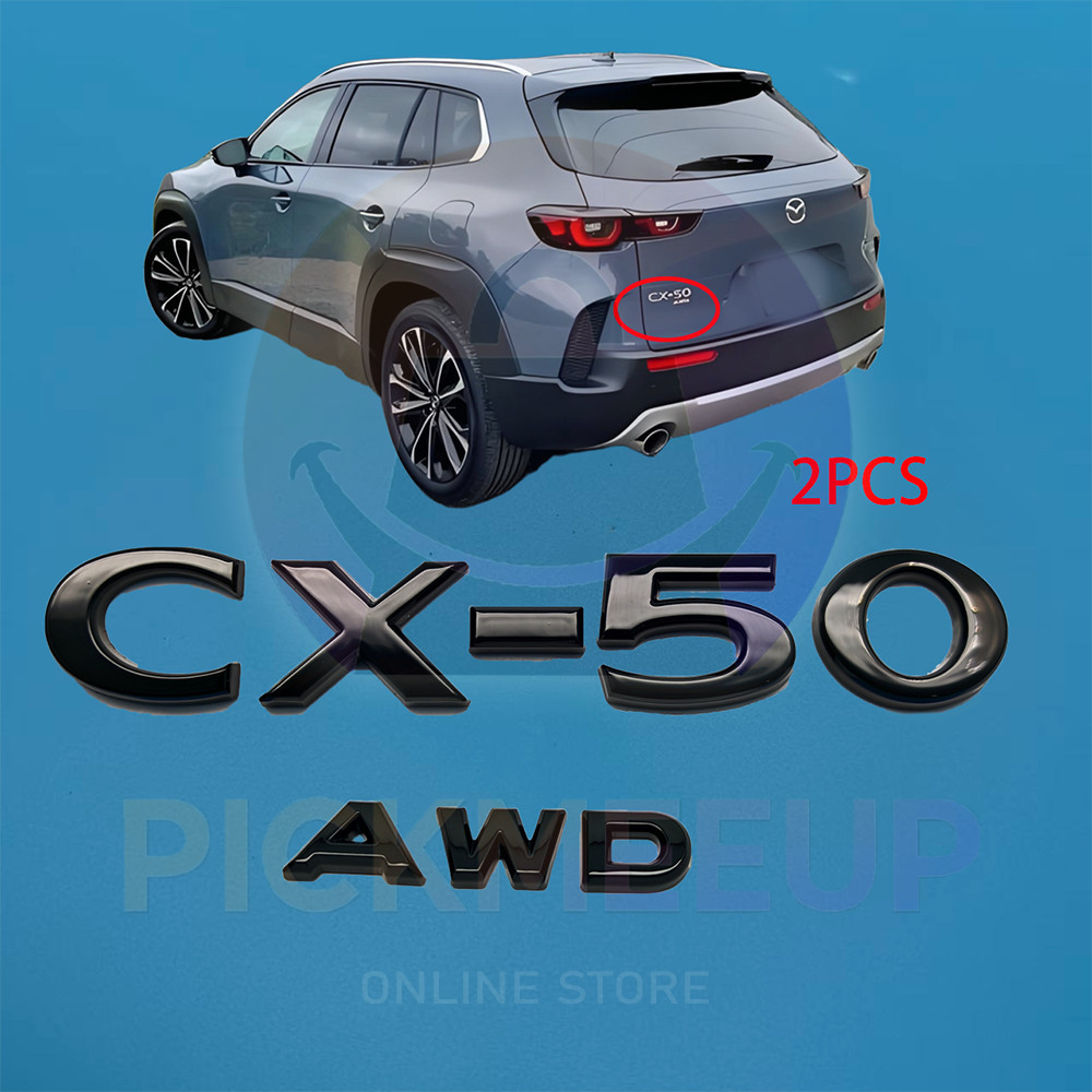 For 2023-2026 CX-50 & AWD Emblem Rear Trunk Badge Sticker Decal Gloss Black 2Pcs