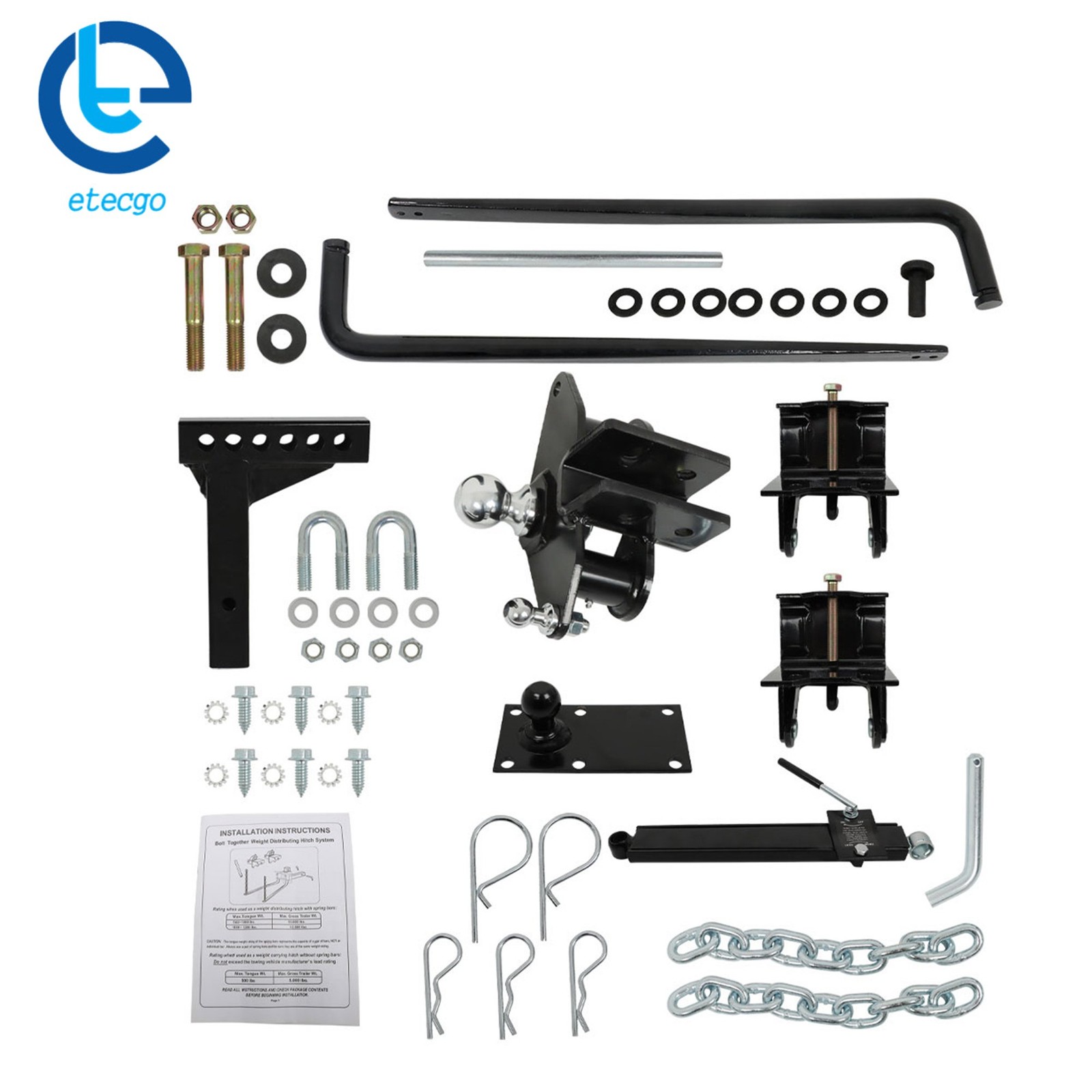 1200 lbs Weight Distribution Hitch Kit & Sway Control 2-in Shank  2-5/16-In Ball