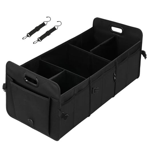 Multi Compartments Collapsible Car Trunk Organizer, 1 Pack Black New 3 Compart