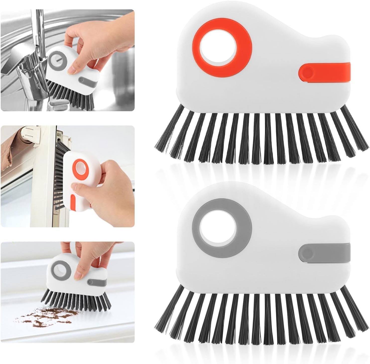 2Pcs 2 in 1 Groove Cleaning Brush, Window Track Cleaning Tools with Hidden Scrap
