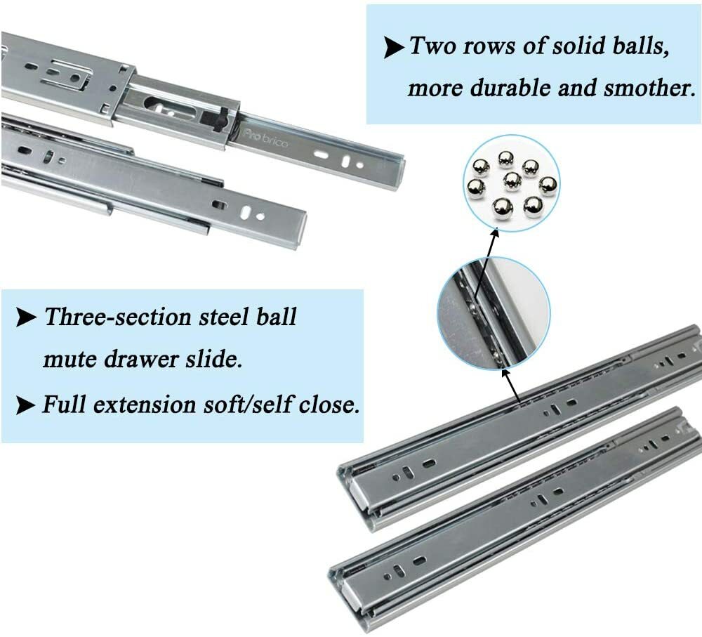 5 Pair Heavy Duty Drawer Slides Rail Full Extension Ball Bearing w/ Lock 14"-24"