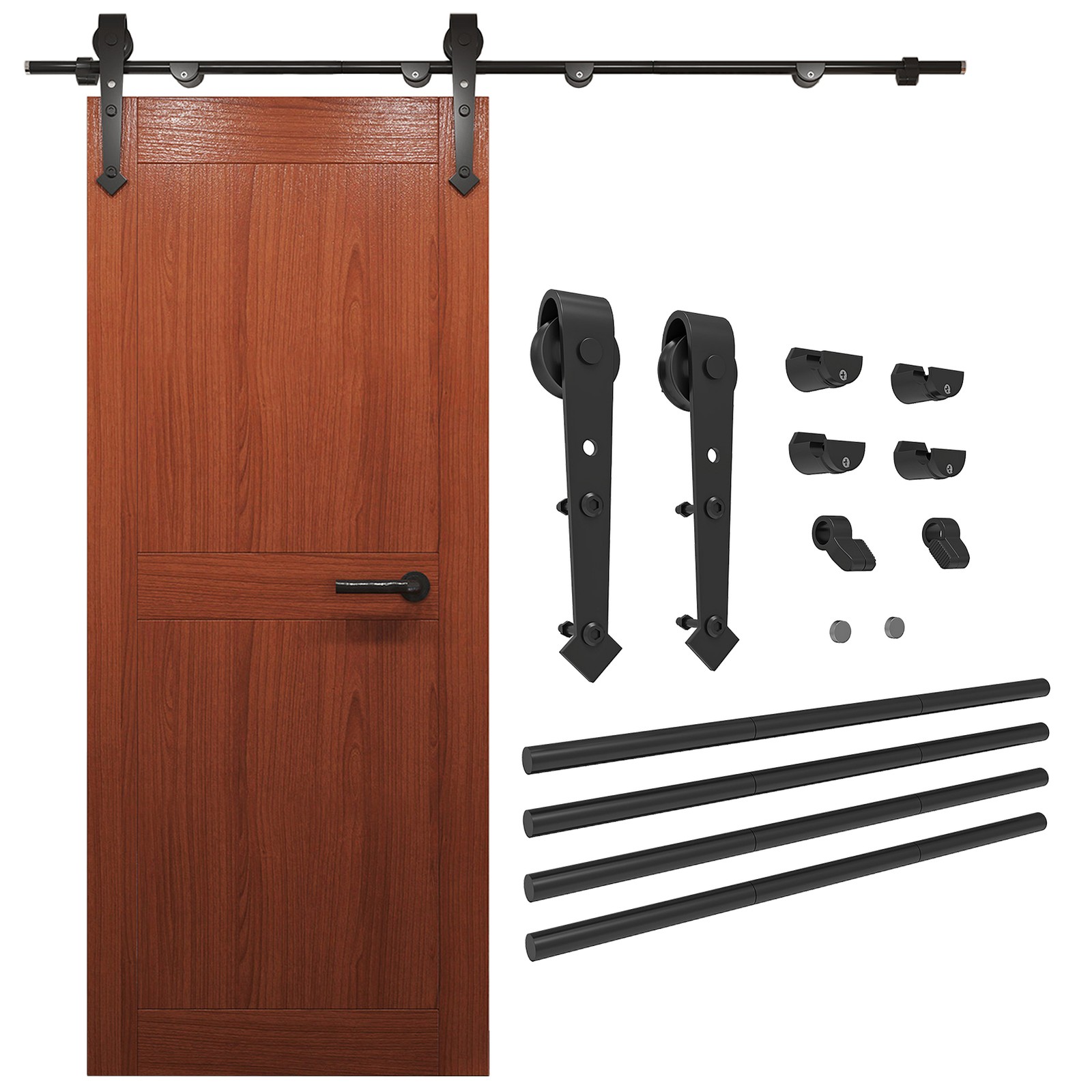 6FT Heavy Duty Barn Door Hardware Kit with Floor Guide for 30-32in Wide Door