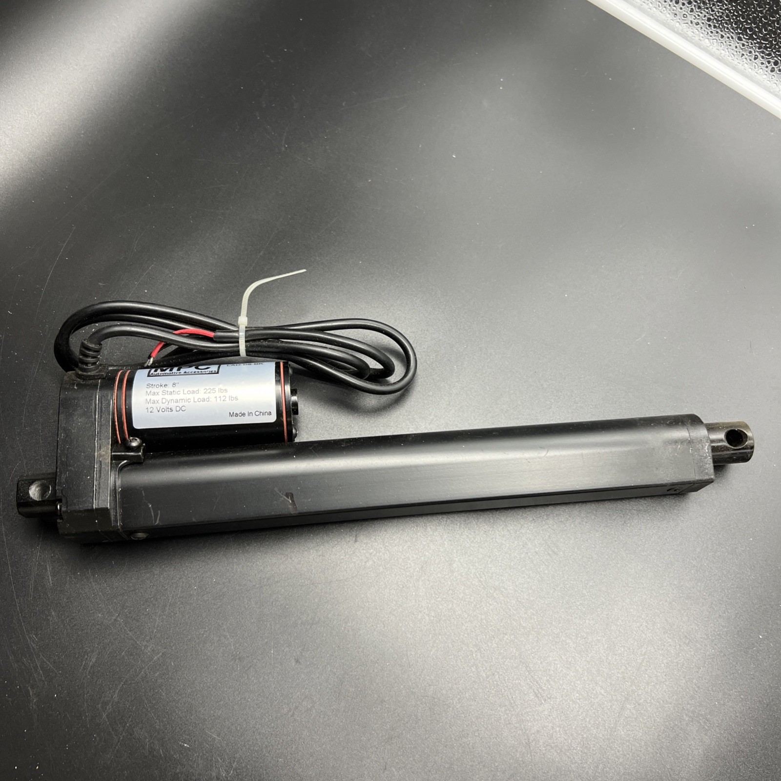 MPC LAD-B8-BK Heavy Duty Linear Actuator, 12V, 225 lb., 8" Stroke Black Finish