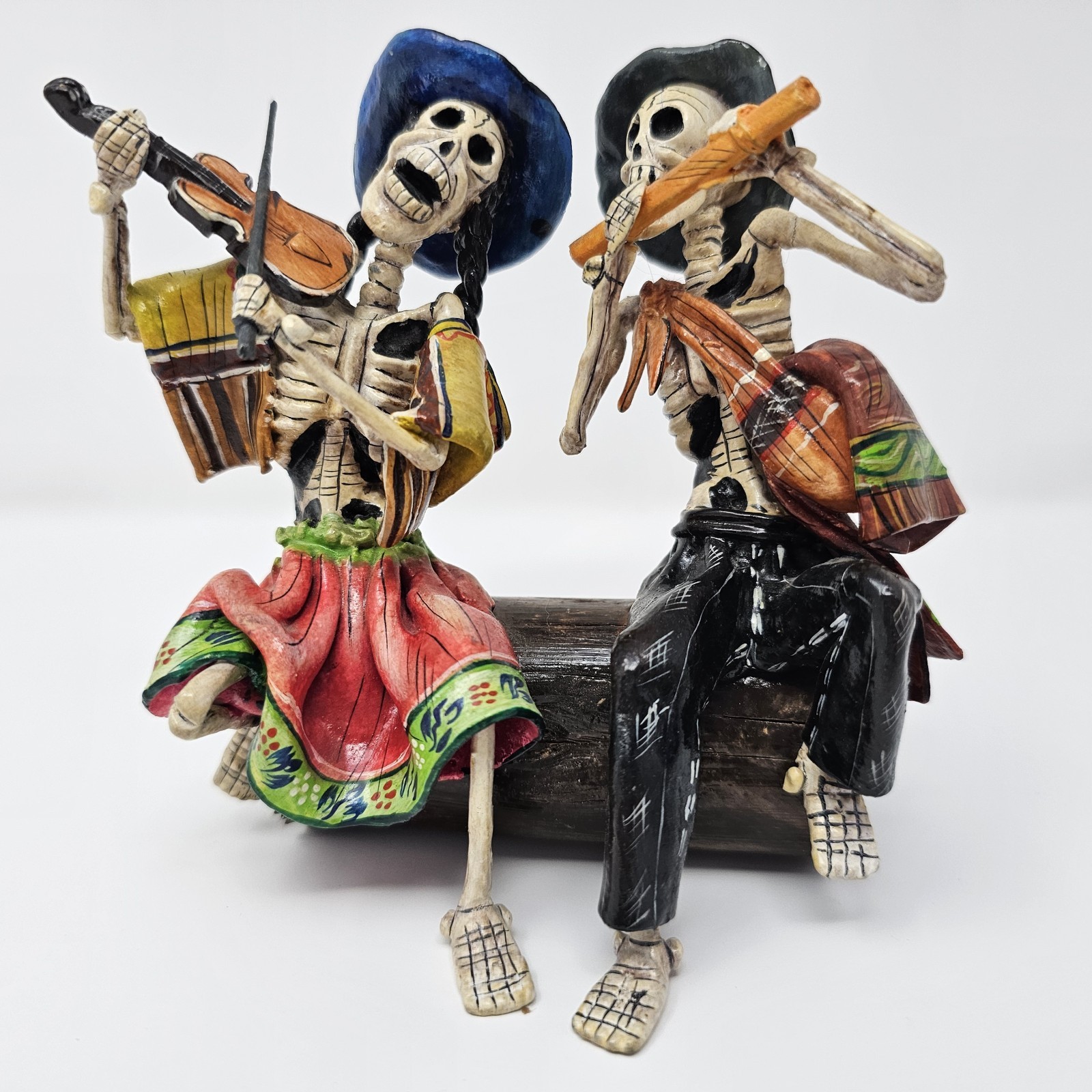 Day of the Dead Style Calavera Musicians Sculpture Peru Folk Art Retablo Style