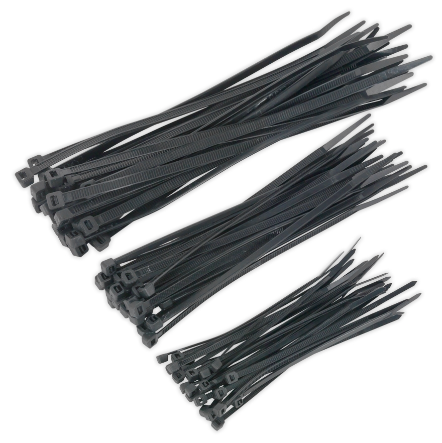 100 ct. CABLE TIES Assorted Sizes Black Plastic ZIP Tie Wire Cord Organizer Pack