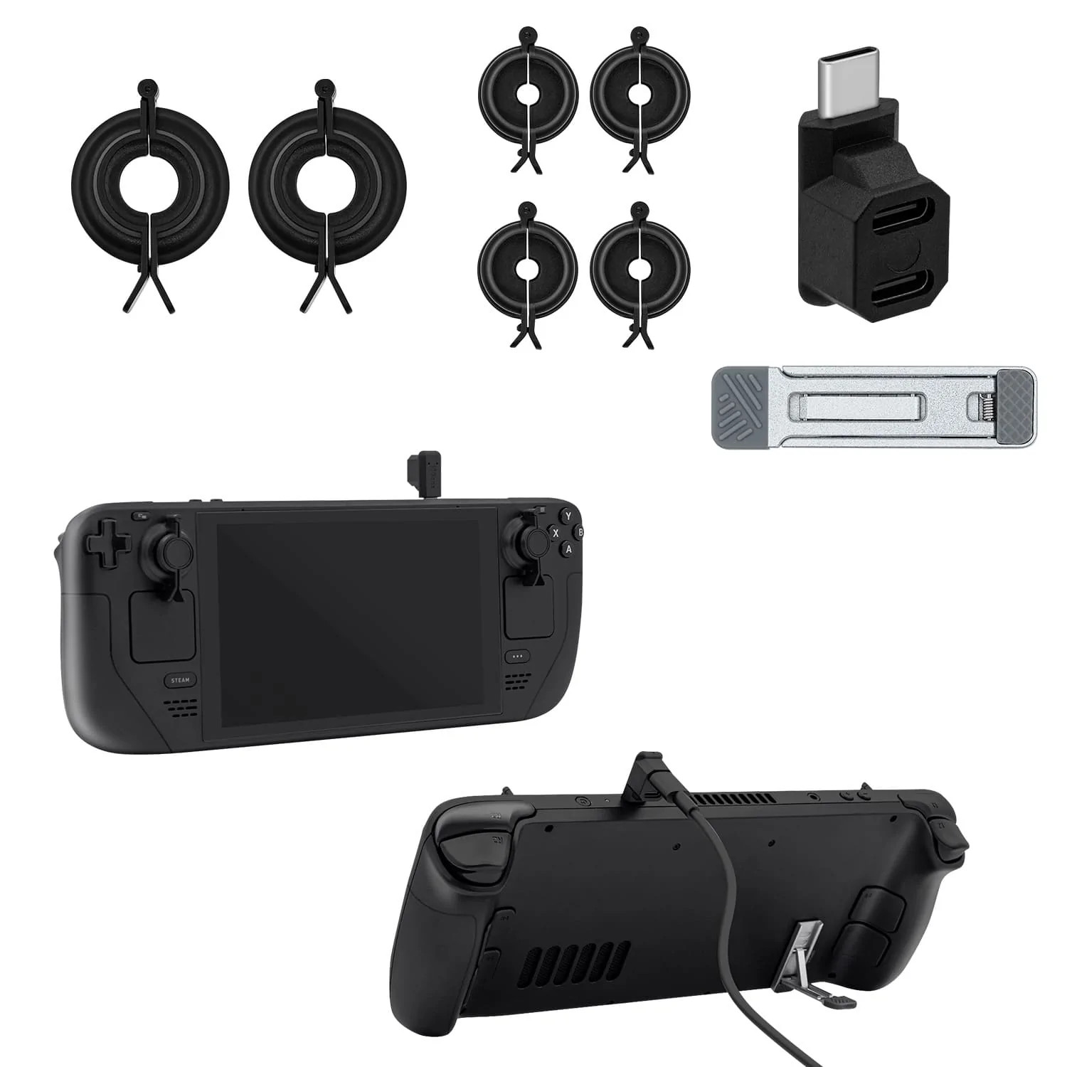 Thumbstick and Charger Protection Set with Kickstand for Steam Deck/Switch