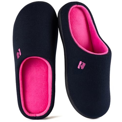 Women's Original Two-Tone Memory Foam Slipper 7-8 Dark Navy/Fuchsia