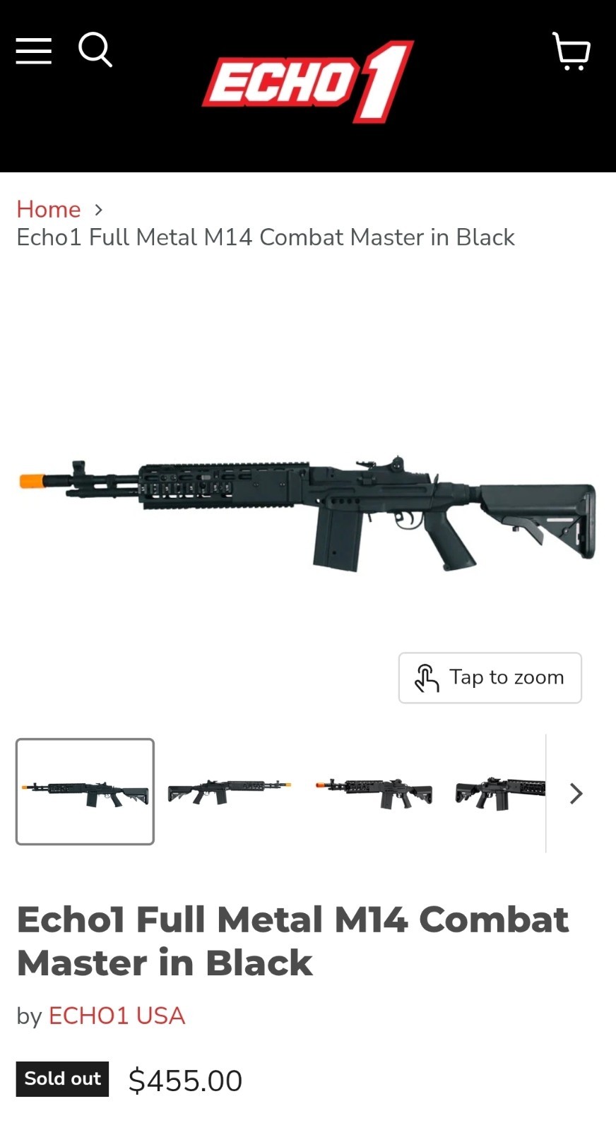 New Echo1 Full Metal M14 Combat Master EBR AEG Airsoft Gun - Black - JP-89