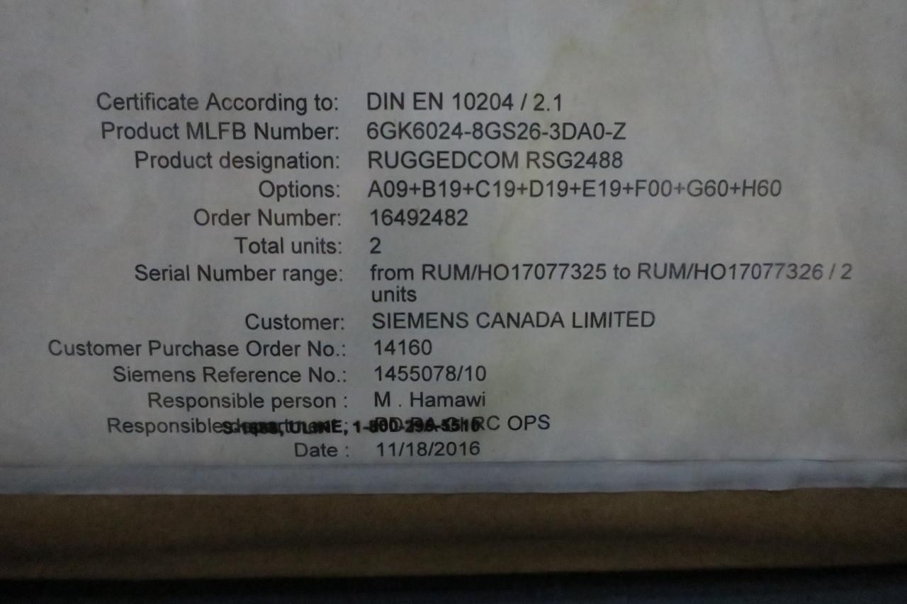 Siemens 6GK60248GS2 Ethernet Switch