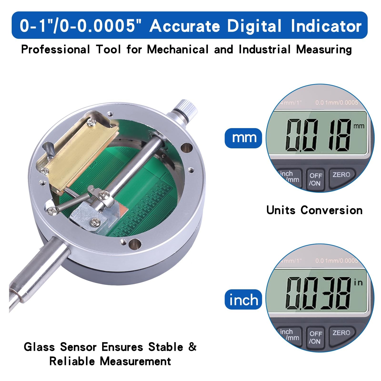 Qnkaa Electronic Digital Dial Indicator 0-1" / 25.4mm